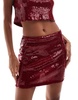 ASOS DESIGN mid rise sequin mini skirt in wine - part of a set