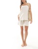 ASOS DESIGN Isabel mix & match linen look beach bermuda shorts in neutral