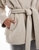ASOS DESIGN belted collarless formal coat in oatmeal