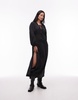 Topshop gathered bust midi dress in charcoal cupro