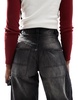 Bershka adjustable waist carpenter jeans in acid wash black