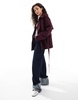 ASOS DESIGN oversized short trench coat with belt in burgundy