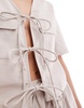 ASOS DESIGN tie front crop shirt in off-white