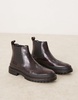ASOS DESIGN chelsea boots in burgundy leather with chunky sole