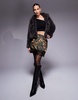 River Island satin mini skirt with lace trim in leopard print