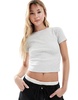 4th & Reckless premium ribbed embroidered logo t-shirt in gray