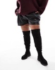 ASOS DESIGN Curve Kaylee smart flat over-the-knee boots in black