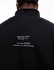 Bershka 1/4 zip printed sweatshirt in black