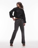 Topshop jacquard balloon sleeve top in black