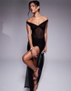 AFRM Tristen off the shoulder maxi dress with side slit in back
