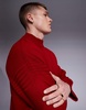 ASOS DESIGN super oversized boxy fit knitted crew neck sweater with rib detail in red