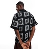ADPT oversized camp collar shirt with bandana print in black