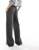 Bershka wide leg soft knit sweatpants in gray