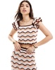ASOS DESIGN knit cami with frill sleeve in wave stitch - part of a set