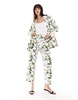 ASOS DESIGN tailored belted pants with linen in floral print