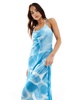 Vero Moda mesh maxi dress with side splits in watercolor print