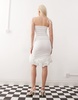 Amy Lynn tie shoulder ruched mini dress with 3D hem in white