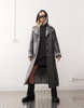 Reclaimed Vintage faux suede coat with faux fur trim