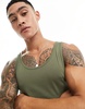 ASOS DESIGN muscle fit tank in khaki