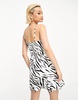 Bershka ruched bust strappy mini dress in zebra print