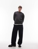 ARKET boiled wool rib knit sweater in off-black
