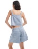 Mango pinstripe denim shorts in light blue - part of a set