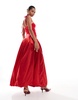 Amy Lynn Alexa shoulder tie maxi dress in red satin