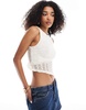 Bershka crochet tie back top in ecru