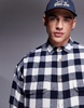 ASOS DESIGN 90s oversized wool blend shirt in navy buffalo check