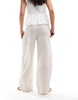 Mango straight leg linen pants in beige