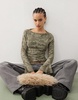 Reclaimed Vintage long sleeve burn out top in khaki flock