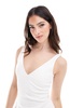Bershka shaping plunge neck maxi dress in off white