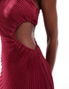 Aria Cove Exclusive pleated one-shoulder cut-out maxi dress in berry
