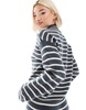 Pieces high neck sweater in gray blue stripe - part of a set