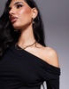 AFRM bria ls top with asymmetrical neckline in crepe knit in black