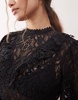 Miss Selfridge lace victoriana blouse in black