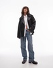 AllSaints Daylen relaxed leather biker jacket in black