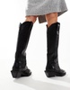 ASOS DESIGN Celeste flat western knee boots in black