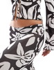 ASOS DESIGN textured mesh wide leg pants in black and white oversized floral - part of a set