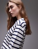 ARKET midweight short sleeve T-shirt in blue and white stripes