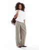 ASOS DESIGN shoulder pad cinched waist T-shirt in white