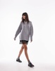 Topshop premium contrast seam wool blend oversized sweater in gray