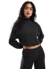 Bershka soft touch high neck top in dark gray - part of a set