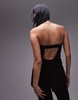 Topshop velvet bustier open back bandeau top in black