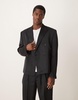ASOS DESIGN boxy cropped suit jacket in black satin