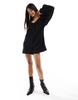 ASOS DESIGN long sleeve romper with bead detailing in black