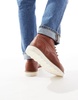 ASOS DESIGN lace up boots in brown leather with contrast sole