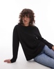 Mango crew neck long sleeve top in black