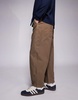 ASOS DESIGN canvas barrel fit pants with ADS logo in brown