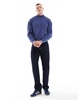 Another Influence heavy acid wash high neck sweater in navy